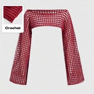 Chic Red Crochet Knitwear